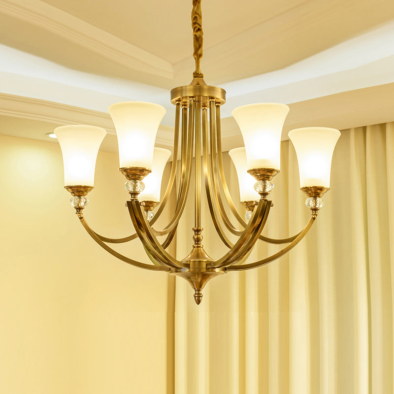 Ordoran Vintage Industrial Brass Glass Chandelier - Letslighting