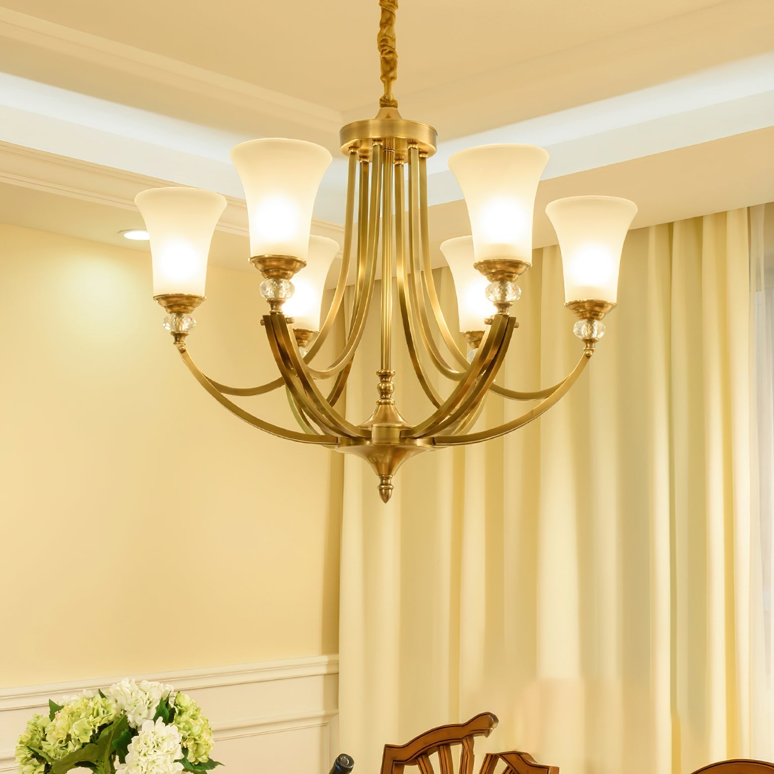 Ordoran Vintage Industrial Brass Glass Chandelier - Letslighting