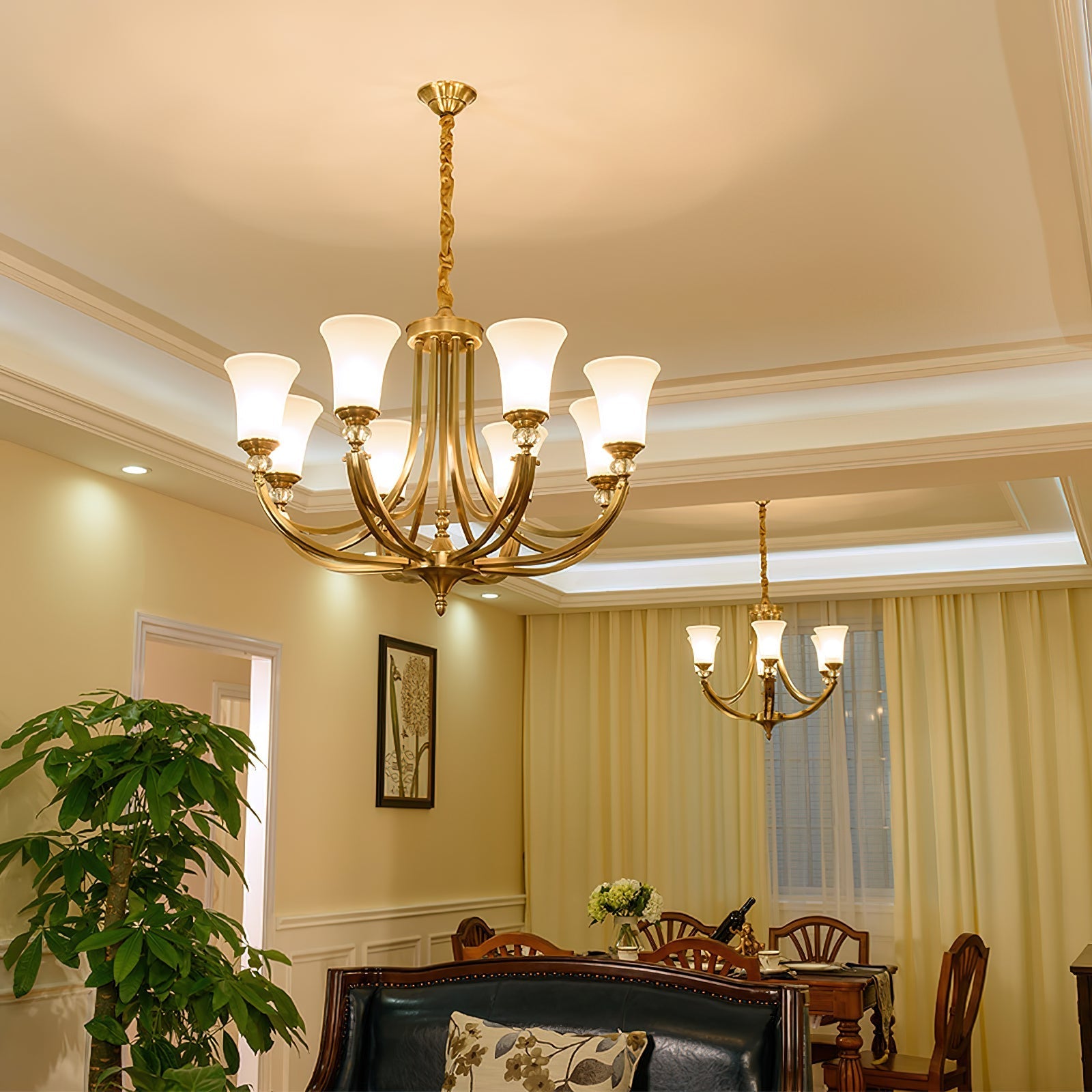 Ordoran Vintage Industrial Brass Glass Chandelier - Letslighting