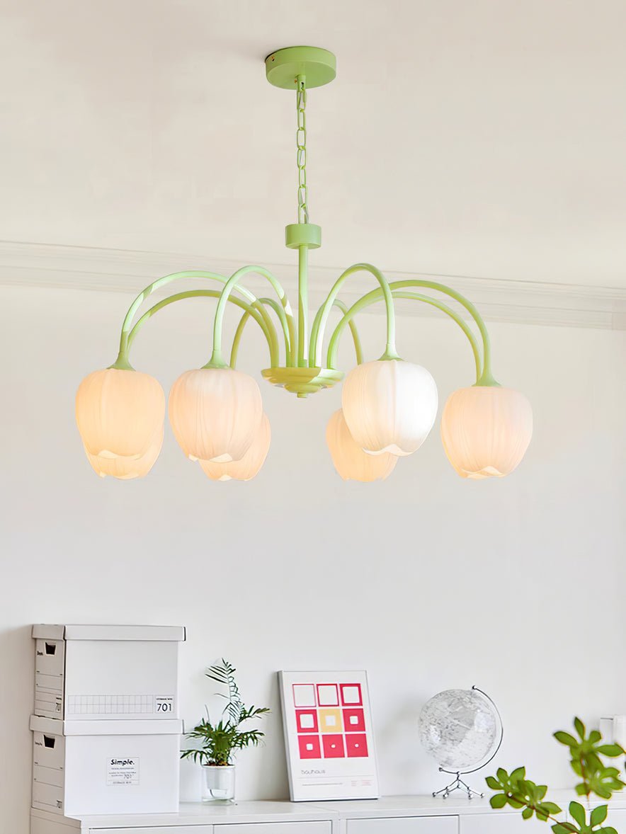 Lustra Chandelier Tulip Matcha Glass - Letslighting