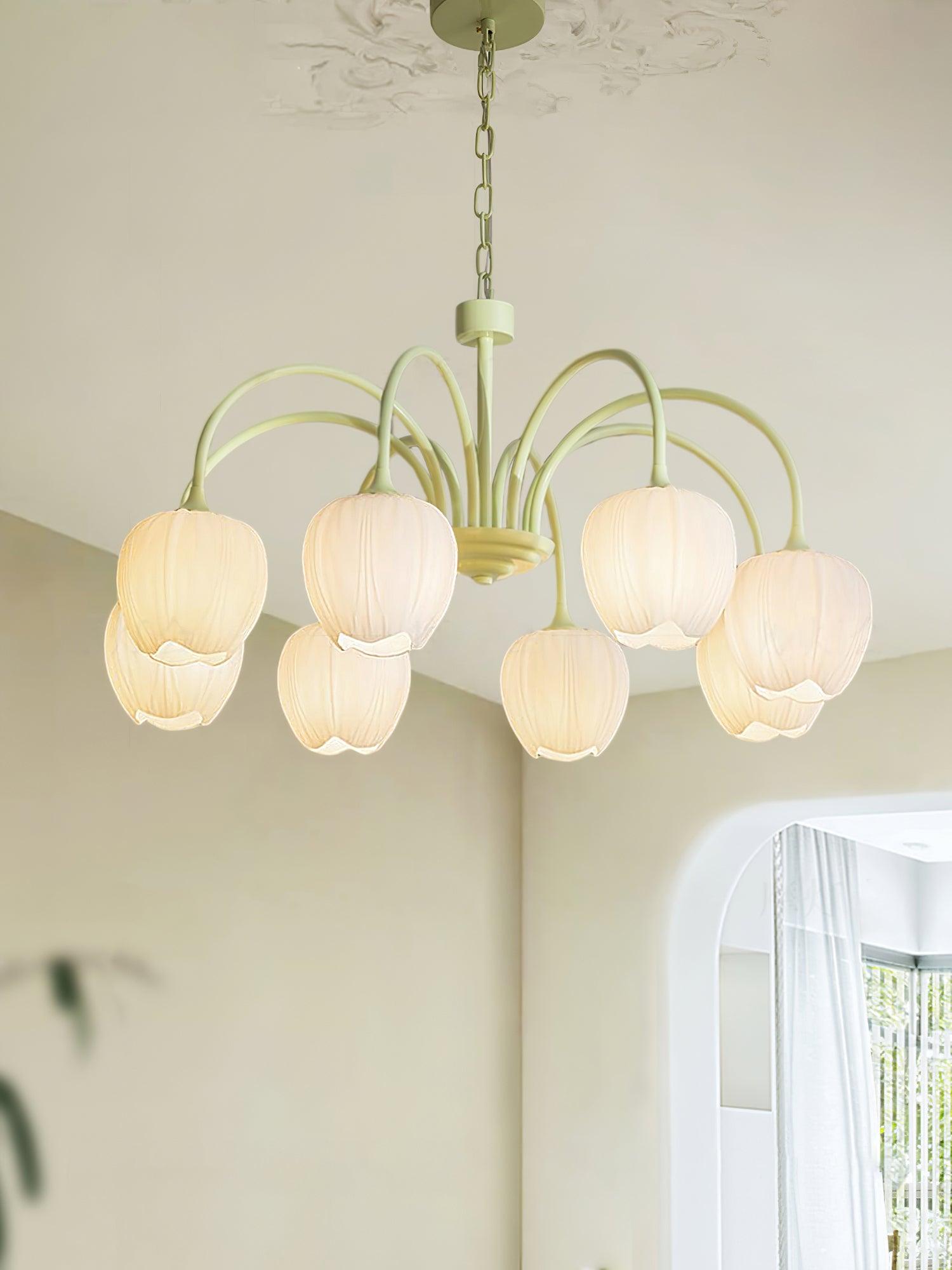 Lustra Chandelier Tulip Matcha Glass - Letslighting