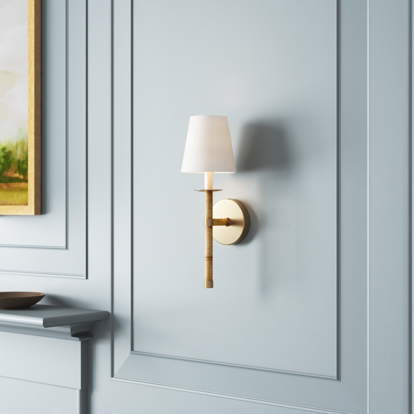Conoror Elegance Vintage Brass Fabric Wall Lamp - Letslighting