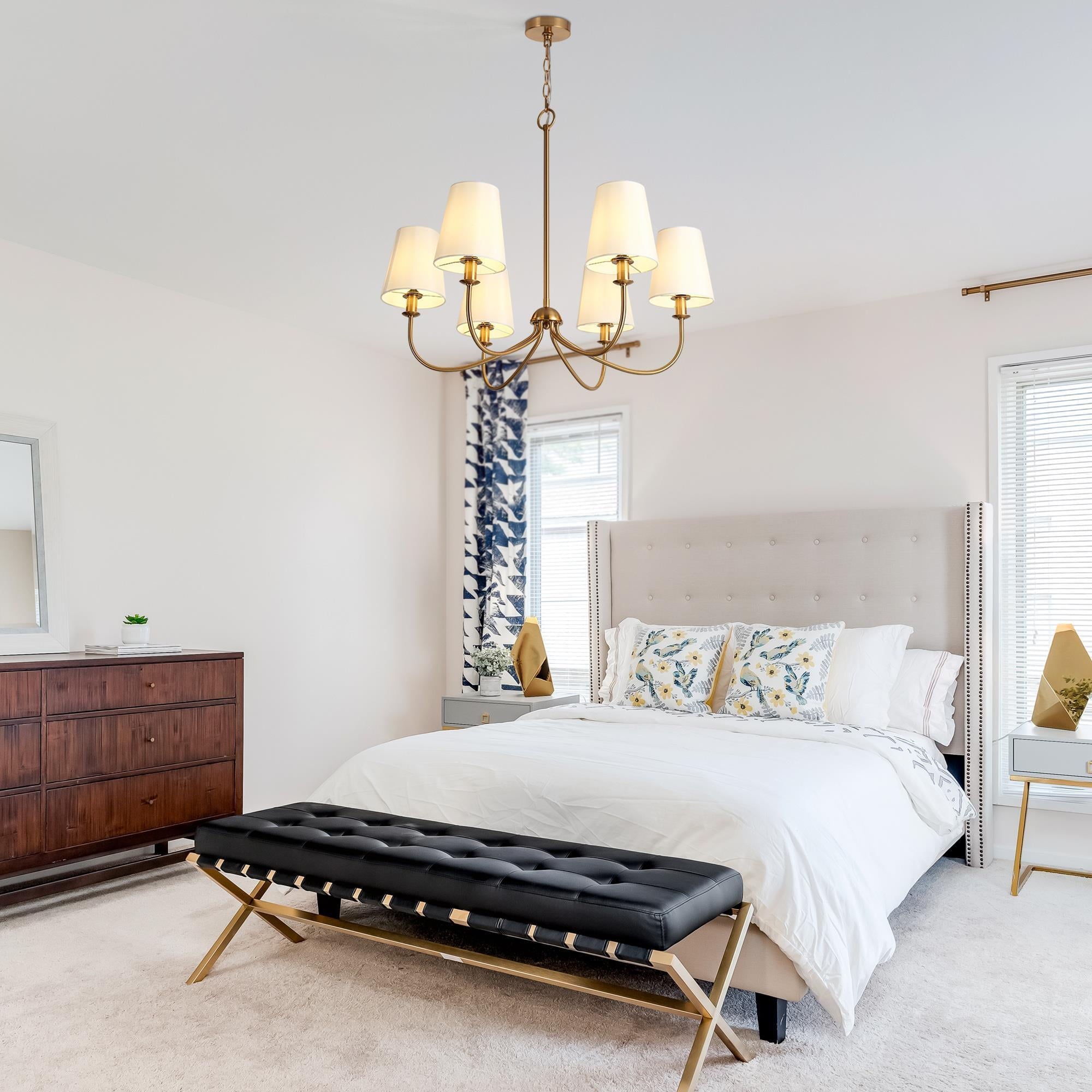 Icarisra Vintage Industrial Brass Fabric Chandelier - Letslighting