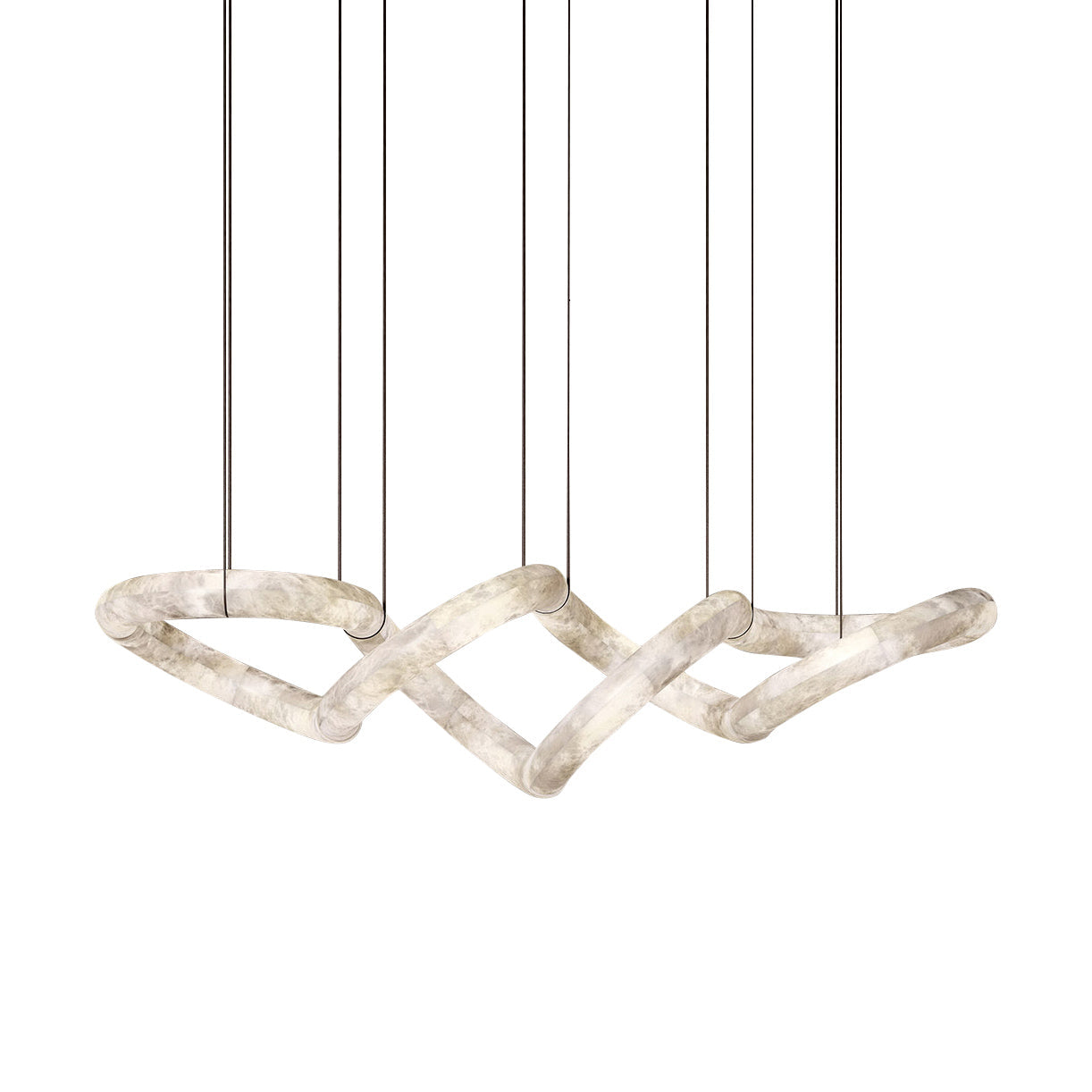 Syrinan Modern Minimalist Luxe Ring Leather Alabaster Chandelier - Letslighting