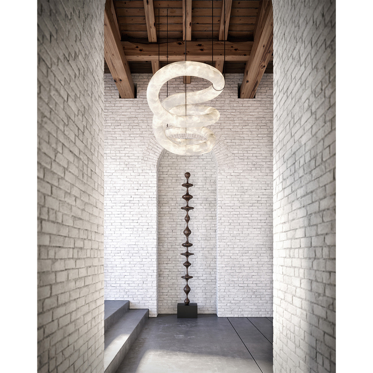 Syrinan Modern Minimalist Luxe Ring Leather Alabaster Chandelier - Letslighting