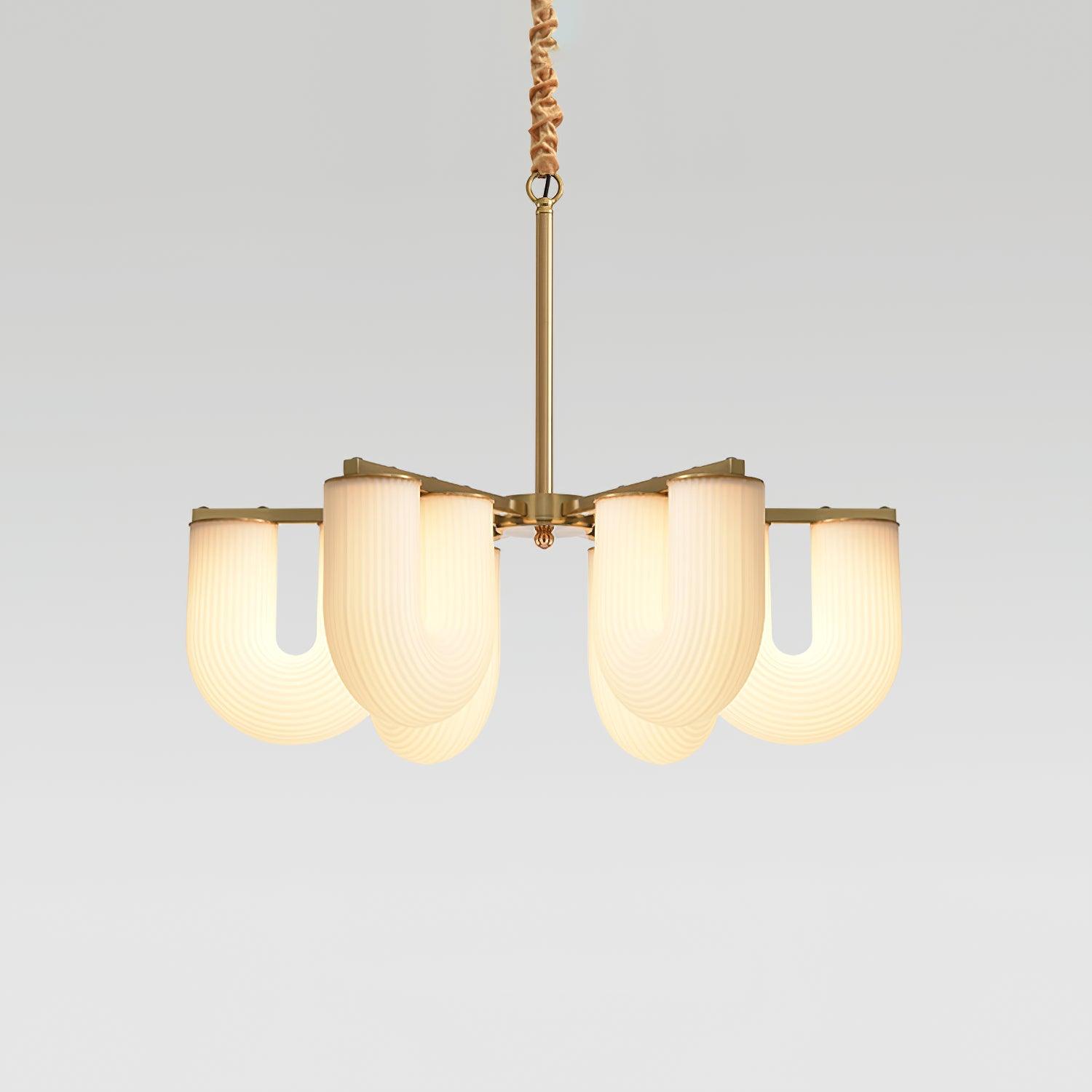 Agatha Chandelier U Shaped Glass Brass Modern - Letslighting