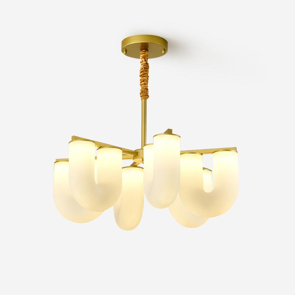 Agatha Chandelier U Shaped Glass Brass Modern - Letslighting