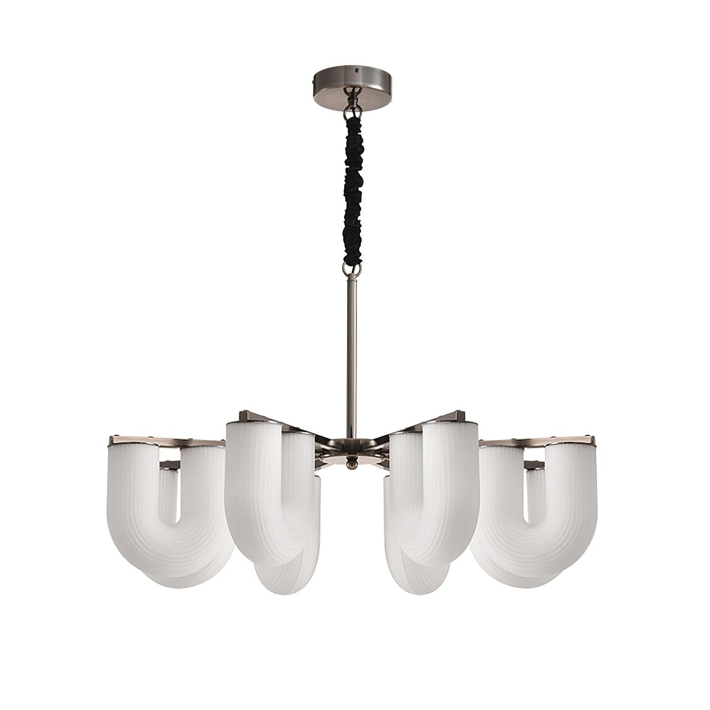 Agatha Chandelier U Shaped Glass Brass Modern - Letslighting