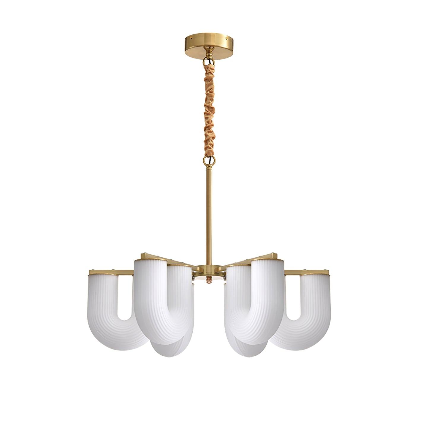 Agatha Chandelier U Shaped Glass Brass Modern - Letslighting