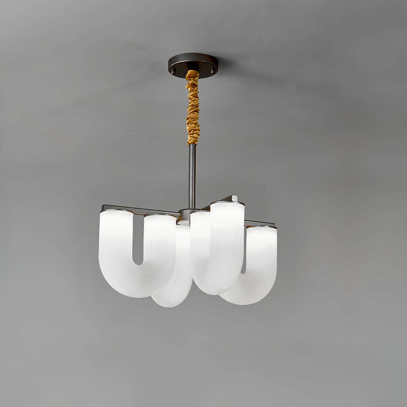 Agatha Chandelier U Shaped Frosted Glass U-Tubes Brass Modern - Letslighting