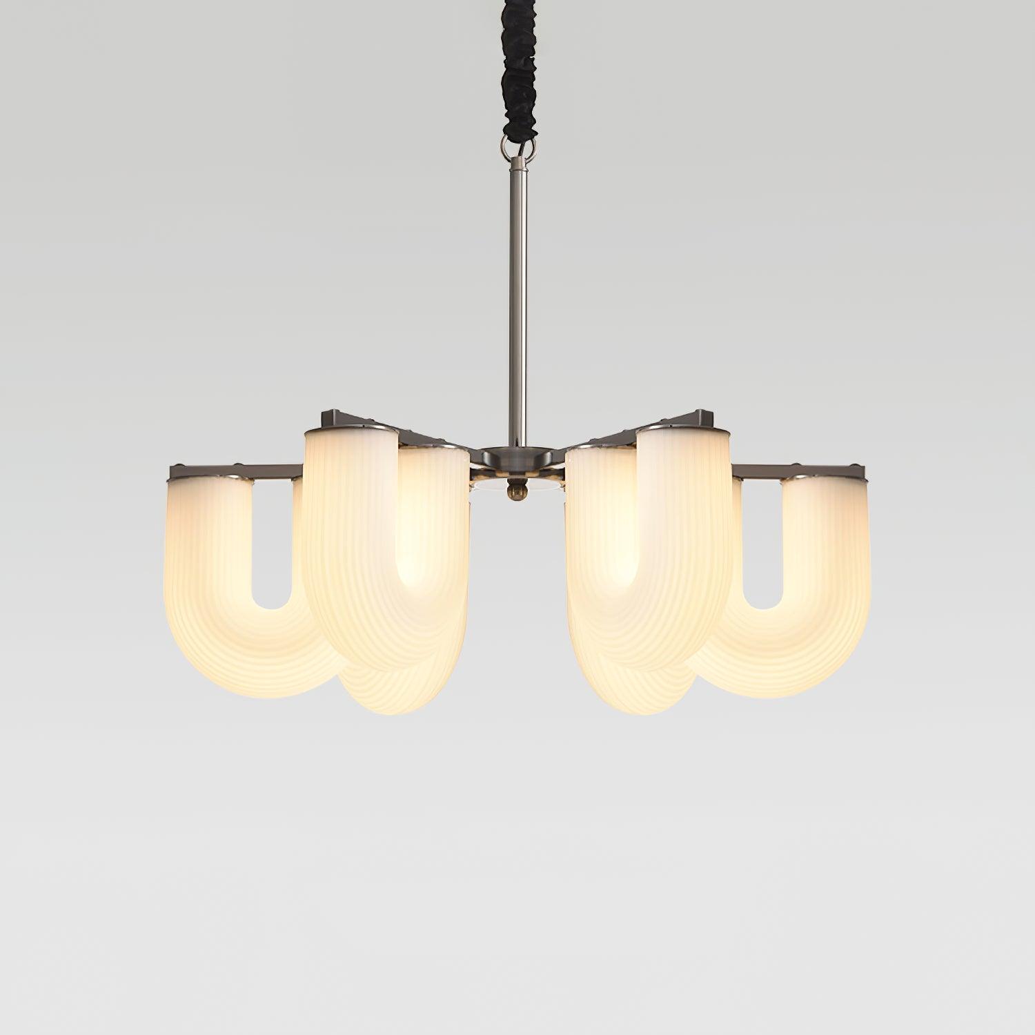 Agatha Chandelier U Shaped Glass Brass Modern - Letslighting