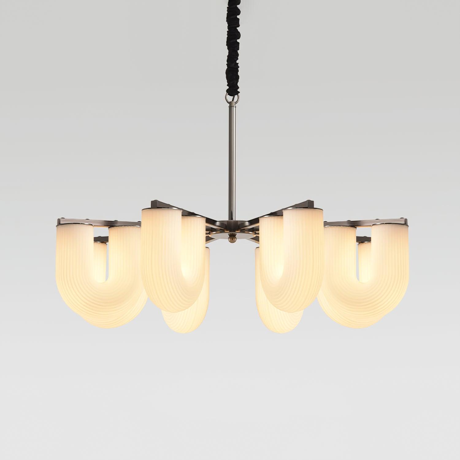 Agatha Chandelier U Shaped Glass Brass Modern - Letslighting