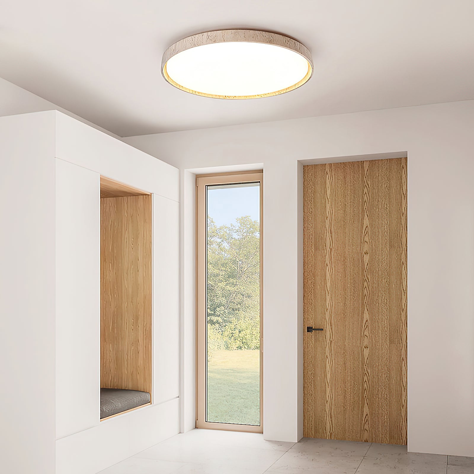 Symiror Modern Minimalist Round Travertine Ceiling Lamp - Letslighting