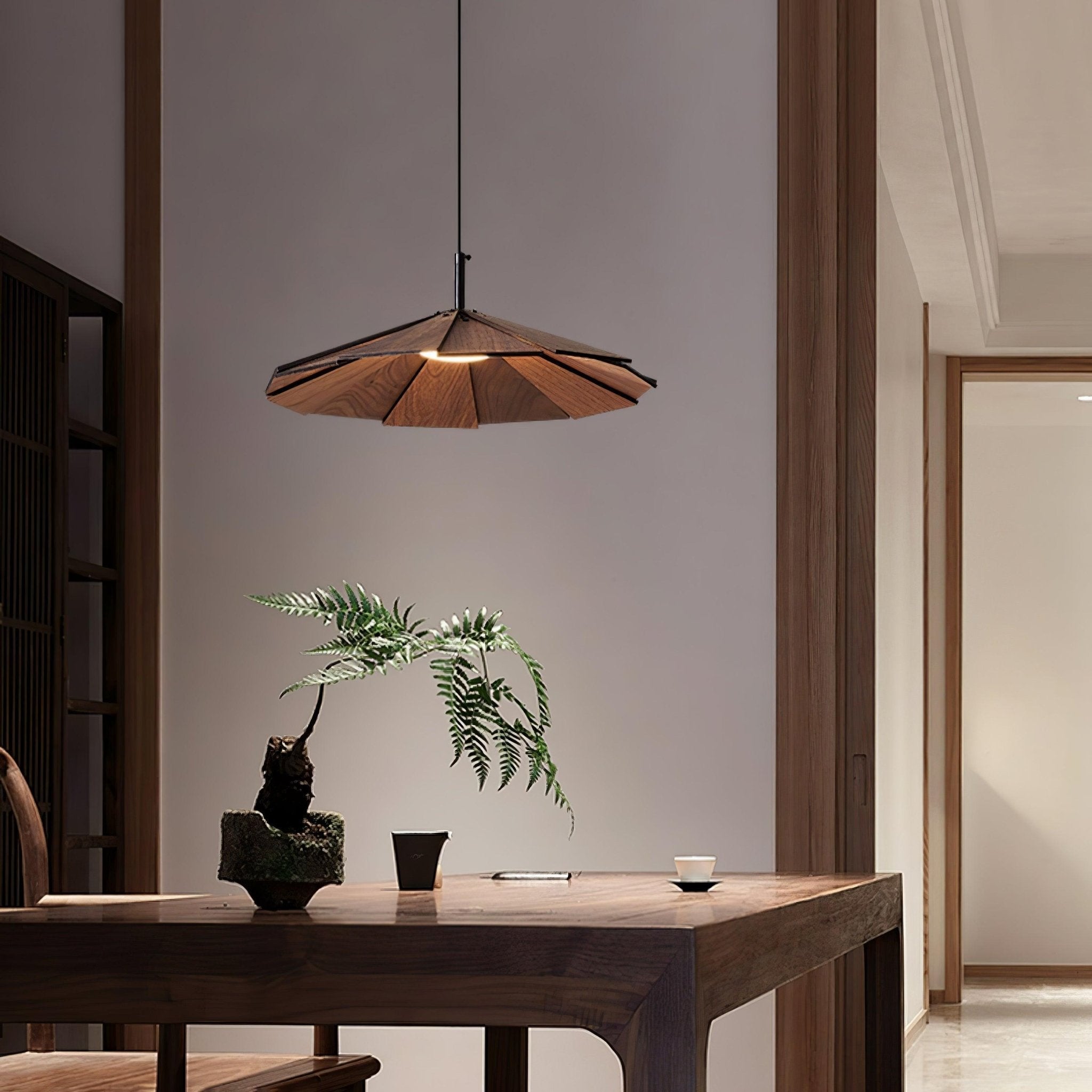 Woodura Umbrella Wooden Pendant Light - Letslighting