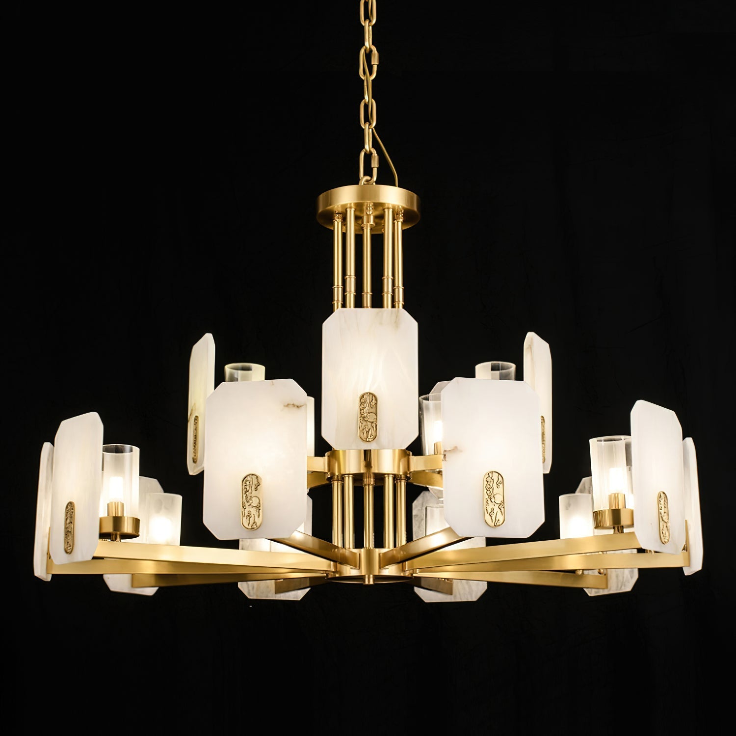 Aursorion Postmodern Luxury Brass Alabaster Chandelier - Letslighting