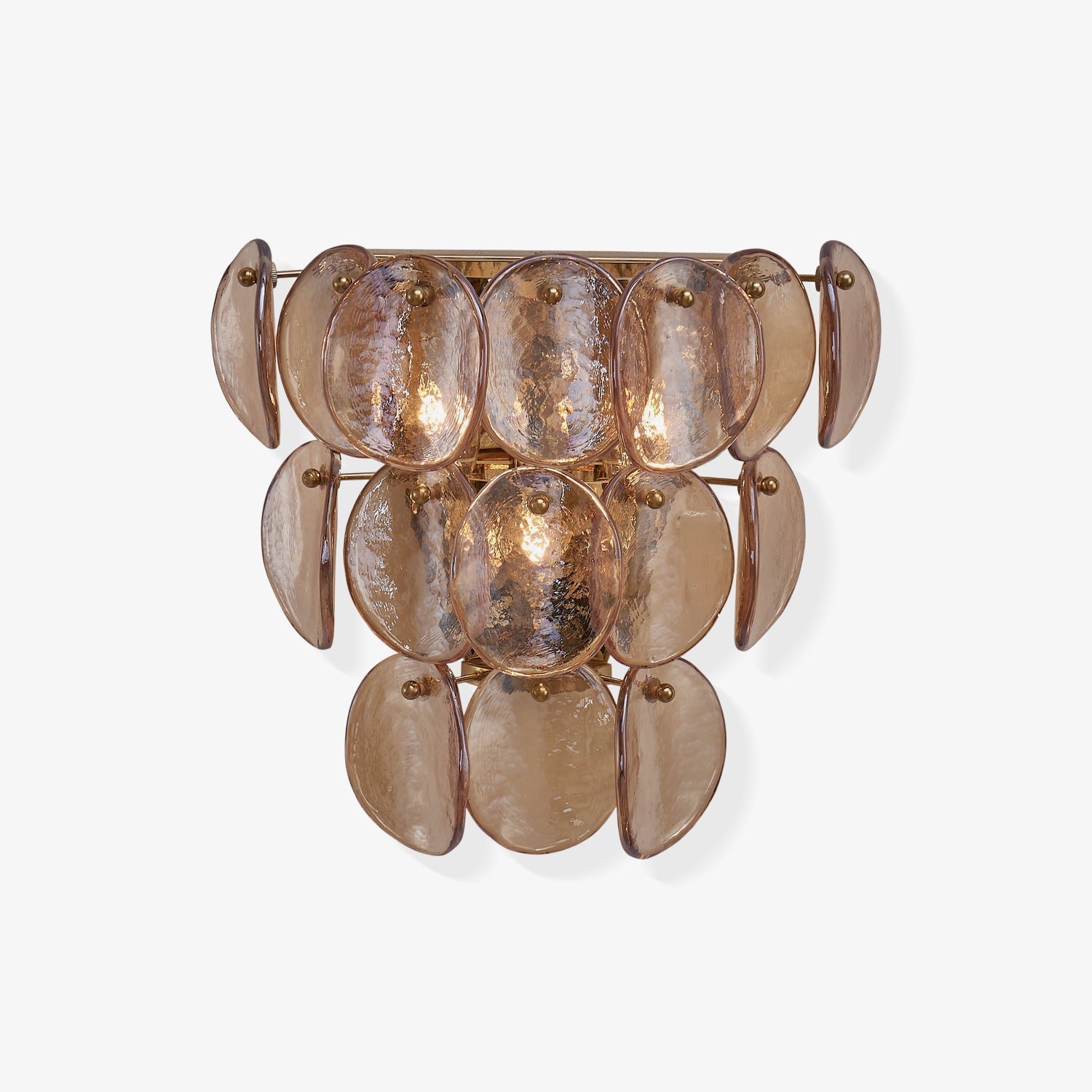 Aurora Wall Lamp Amber Glass Disc Fish Scale Brass