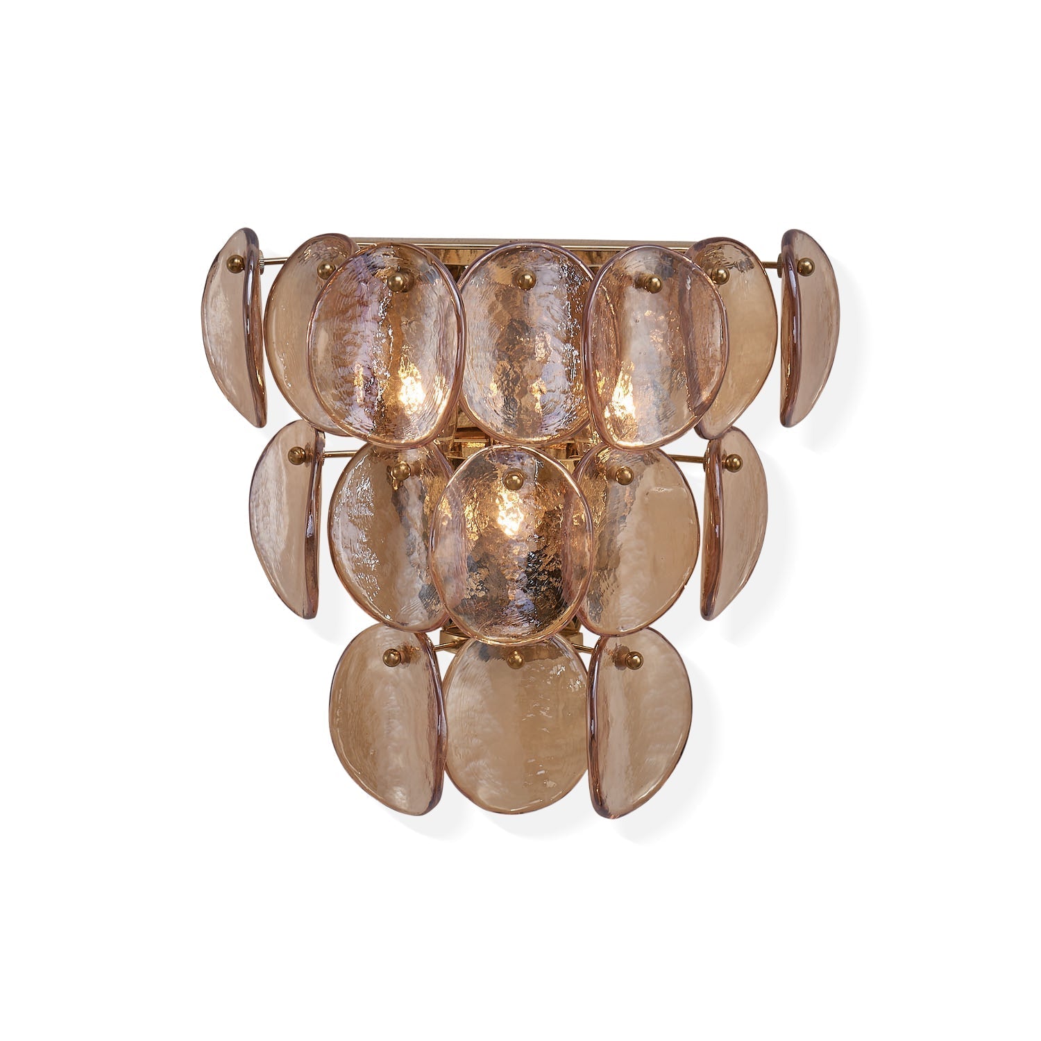 Aurora Wall Lamp Amber Glass Disc Fish Scale Brass