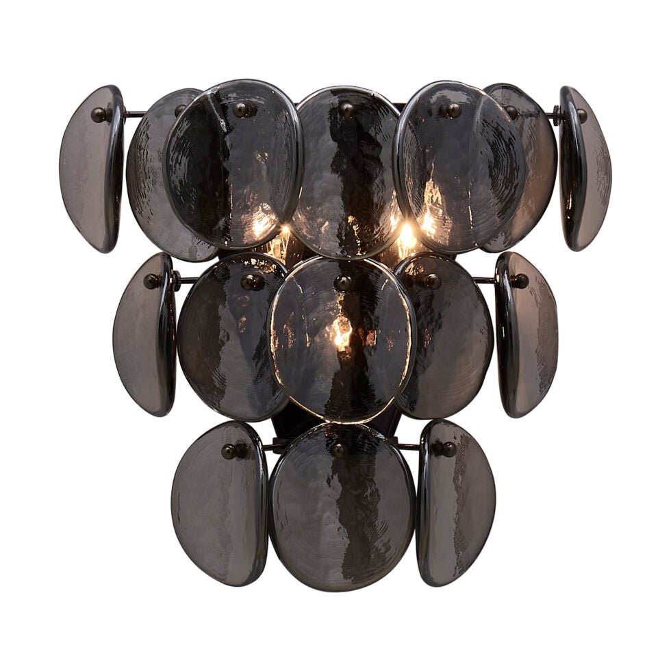 Aurora Wall Lamp Amber Glass Disc Fish Scale Brass