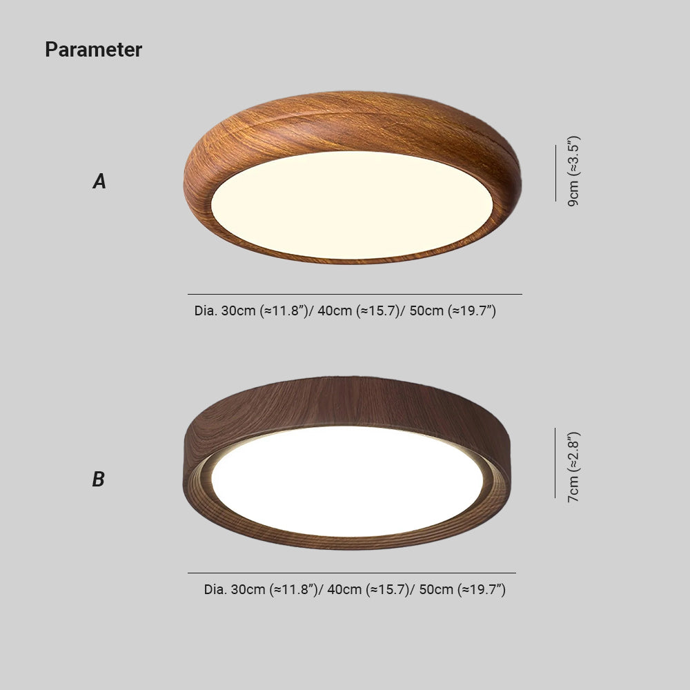 Muto Wood Grain Round  Ceiling Light