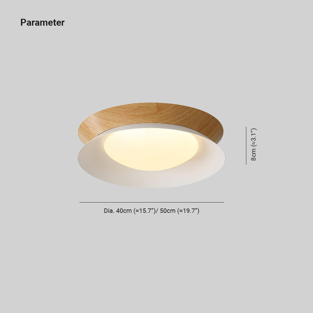 Themis Double Half Round Ceiling Light Wood - Letslighting
