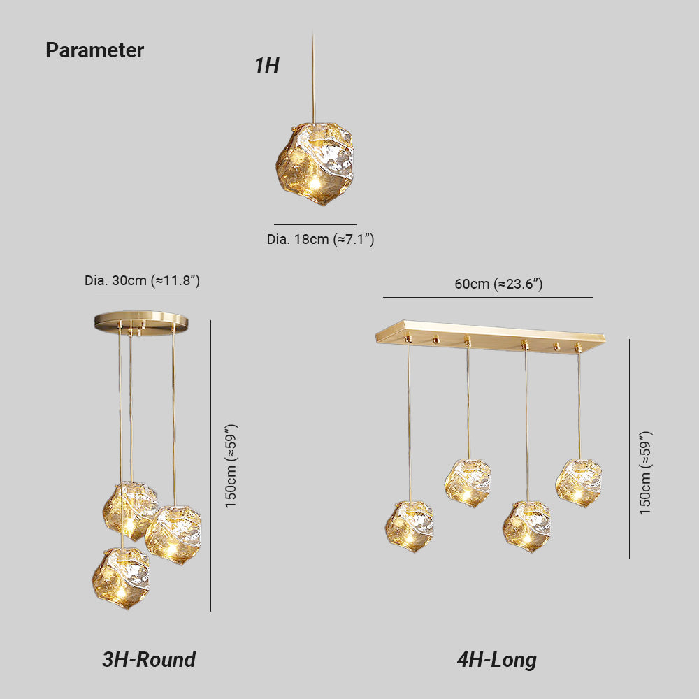 Aria Ice Glass Pendant Light Brass