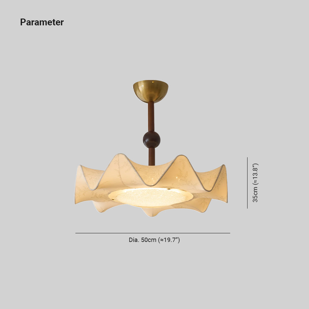 Ritta Ceiling Light Floral-patterned etched fabric Wood