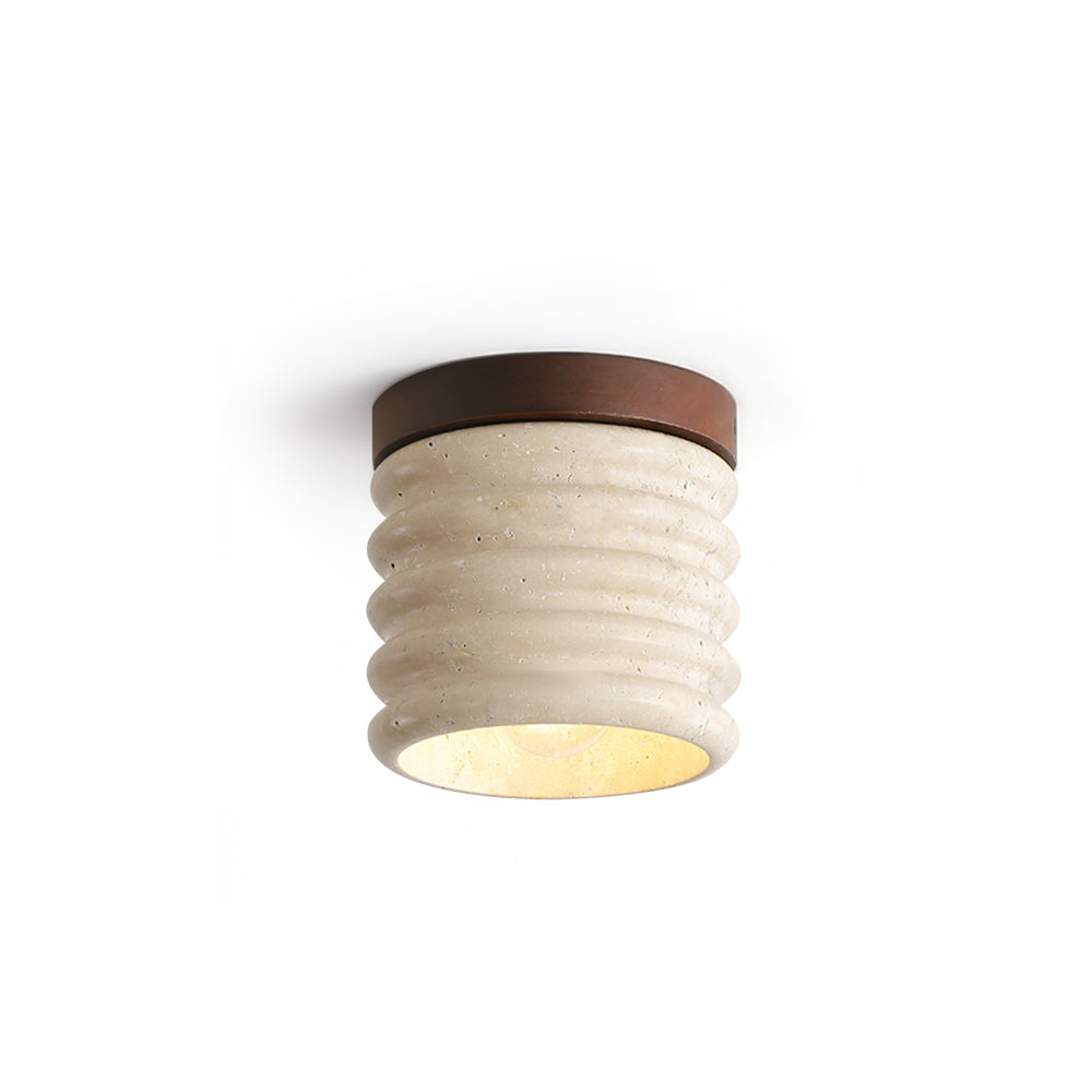 Neptune Travertine Ceiling Light Ribbed Design - Letslighting