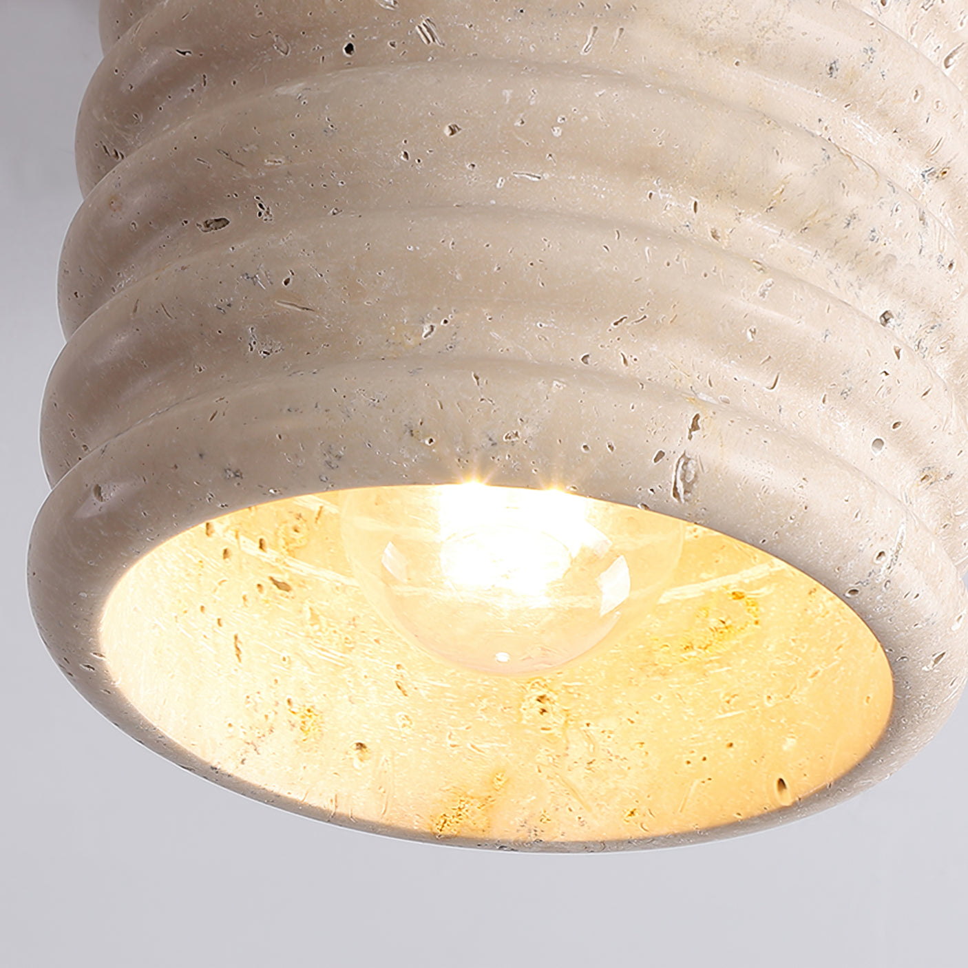 Neptune Travertine Ceiling Light Ribbed Design - Letslighting