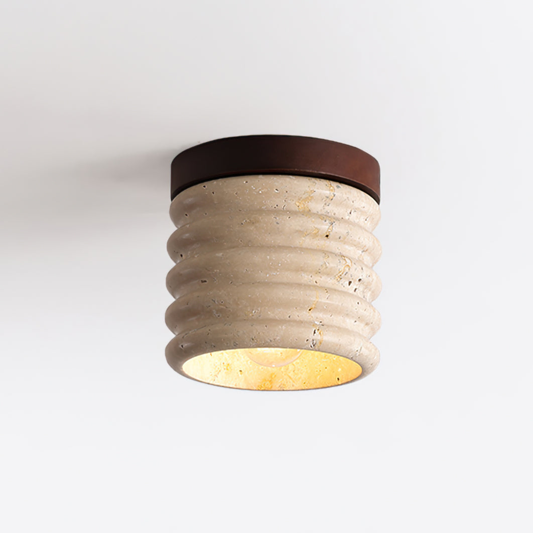 Neptune Travertine Ceiling Light Ribbed Design - Letslighting