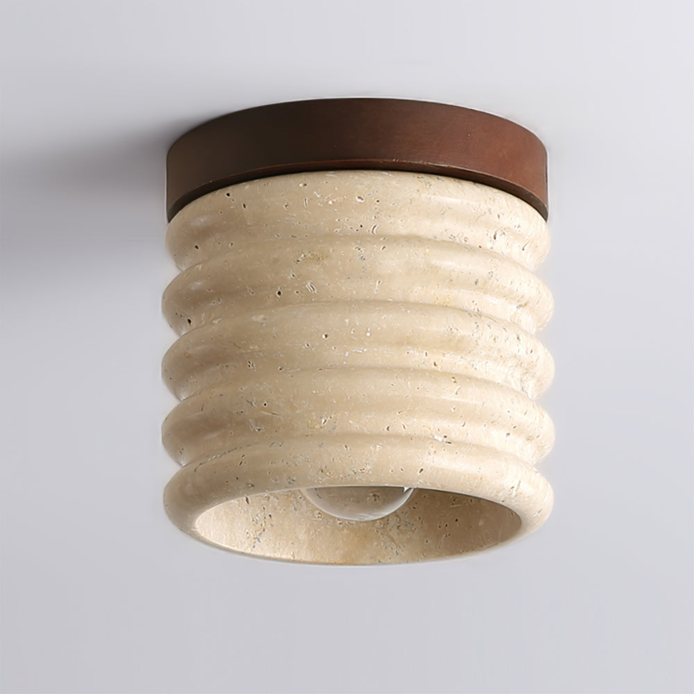 Neptune Travertine Ceiling Light Ribbed Design - Letslighting