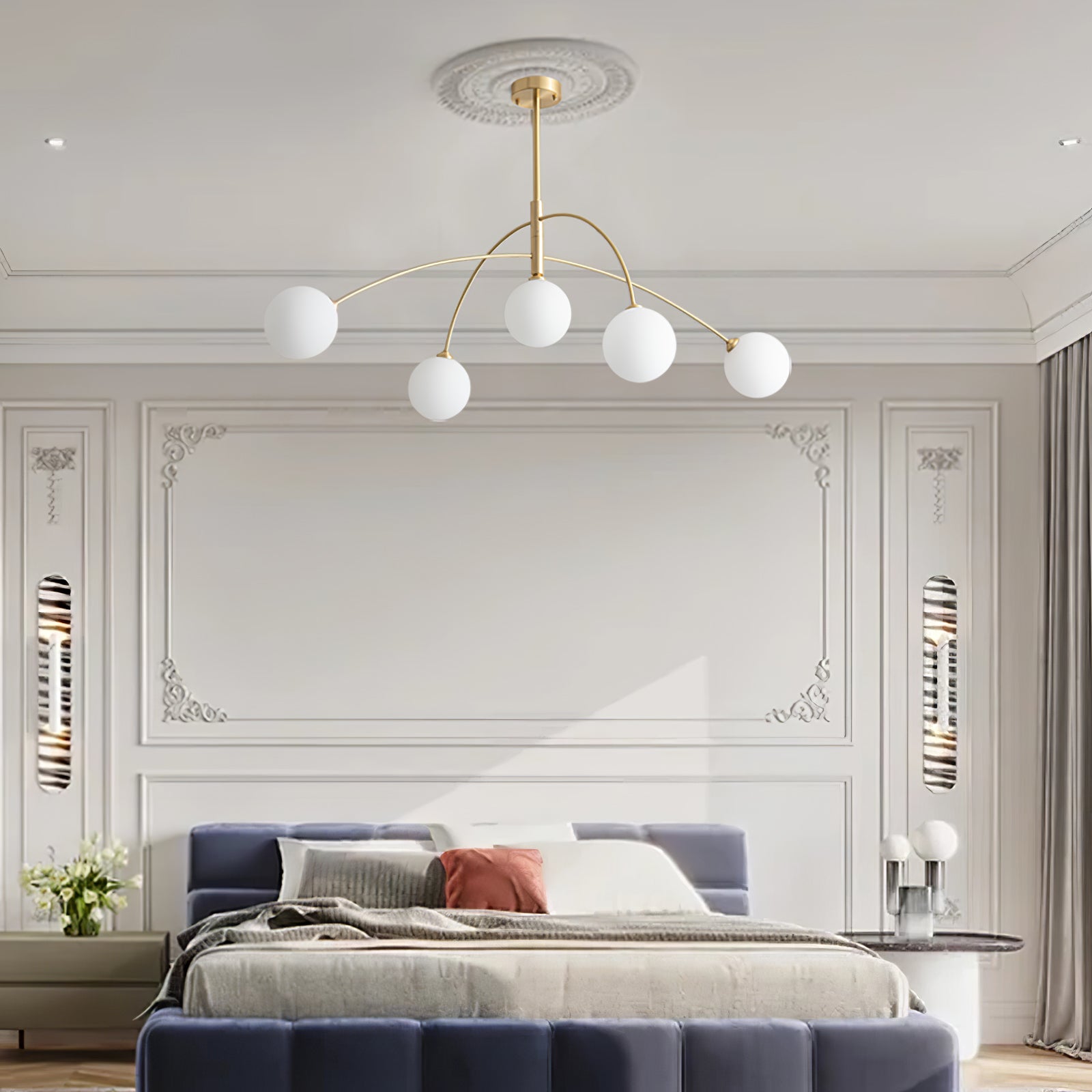 Lustra Chandelier Valentina Arc Brass Elegant - Letslighting