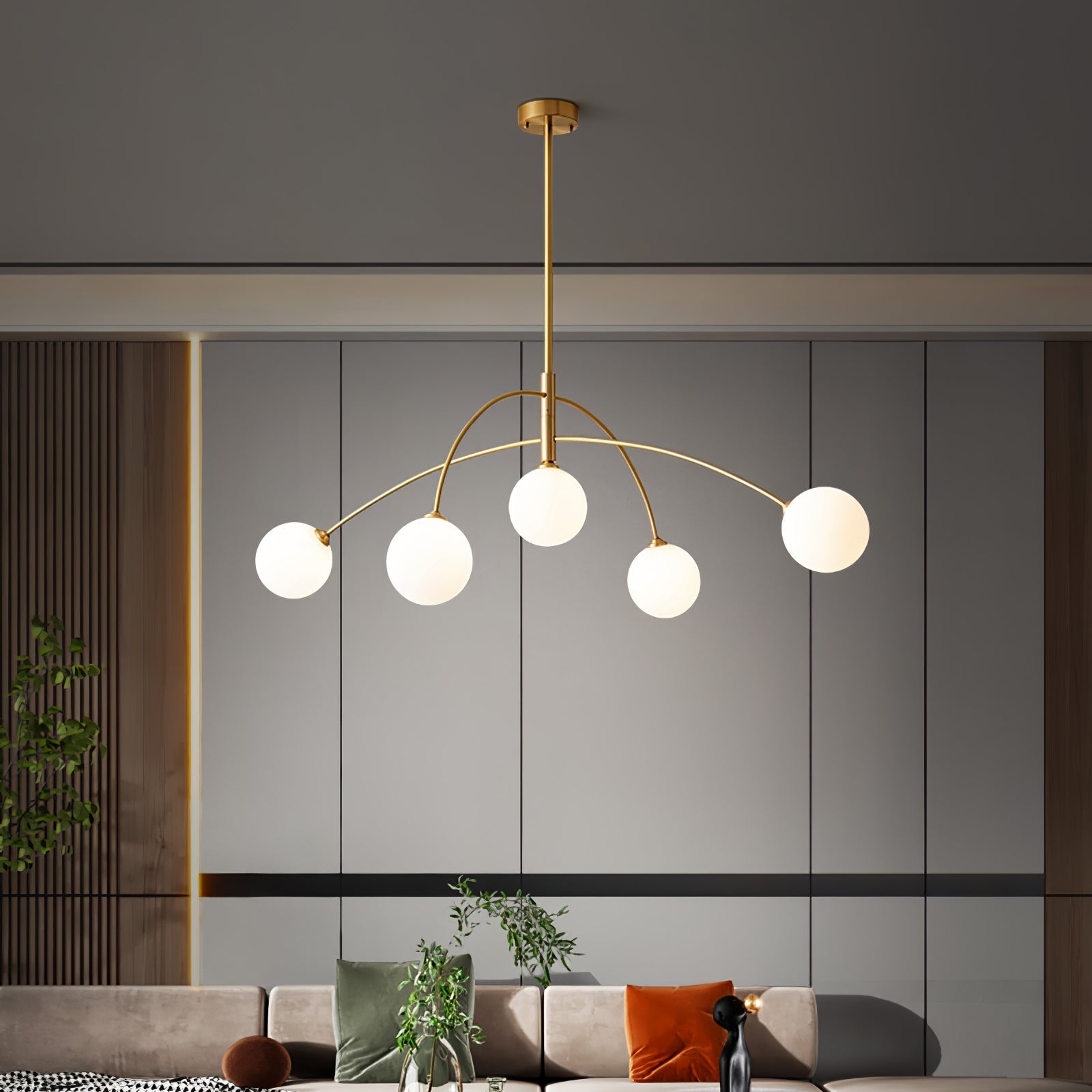Lustra Chandelier Valentina Arc Brass Elegant - Letslighting