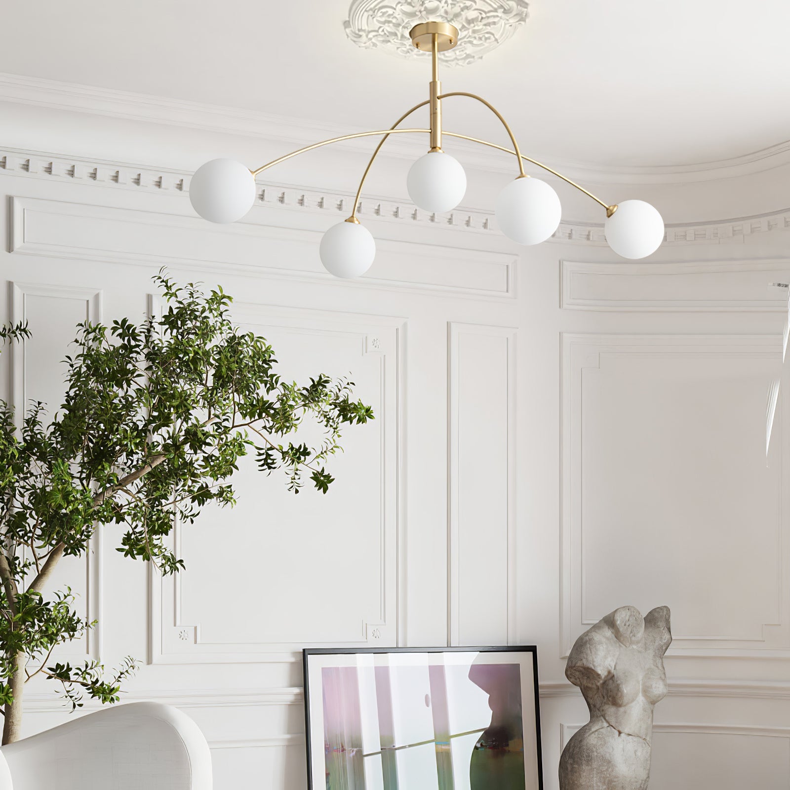 Lustra Chandelier Valentina Arc Brass Elegant - Letslighting
