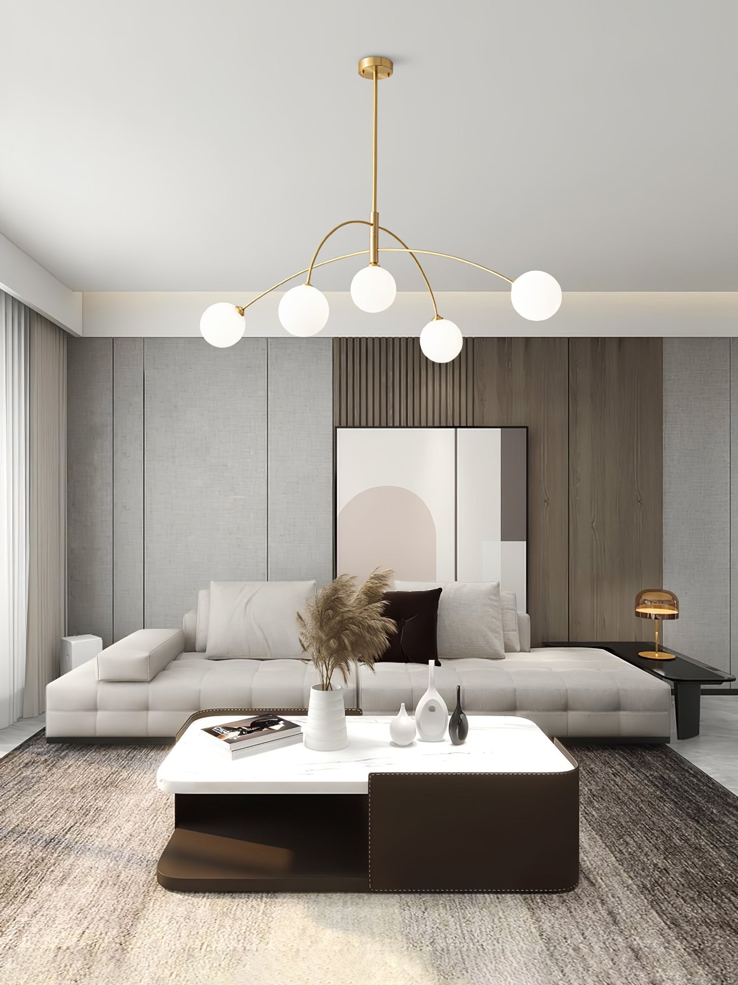 Lustra Chandelier Valentina Arc Brass Elegant - Letslighting