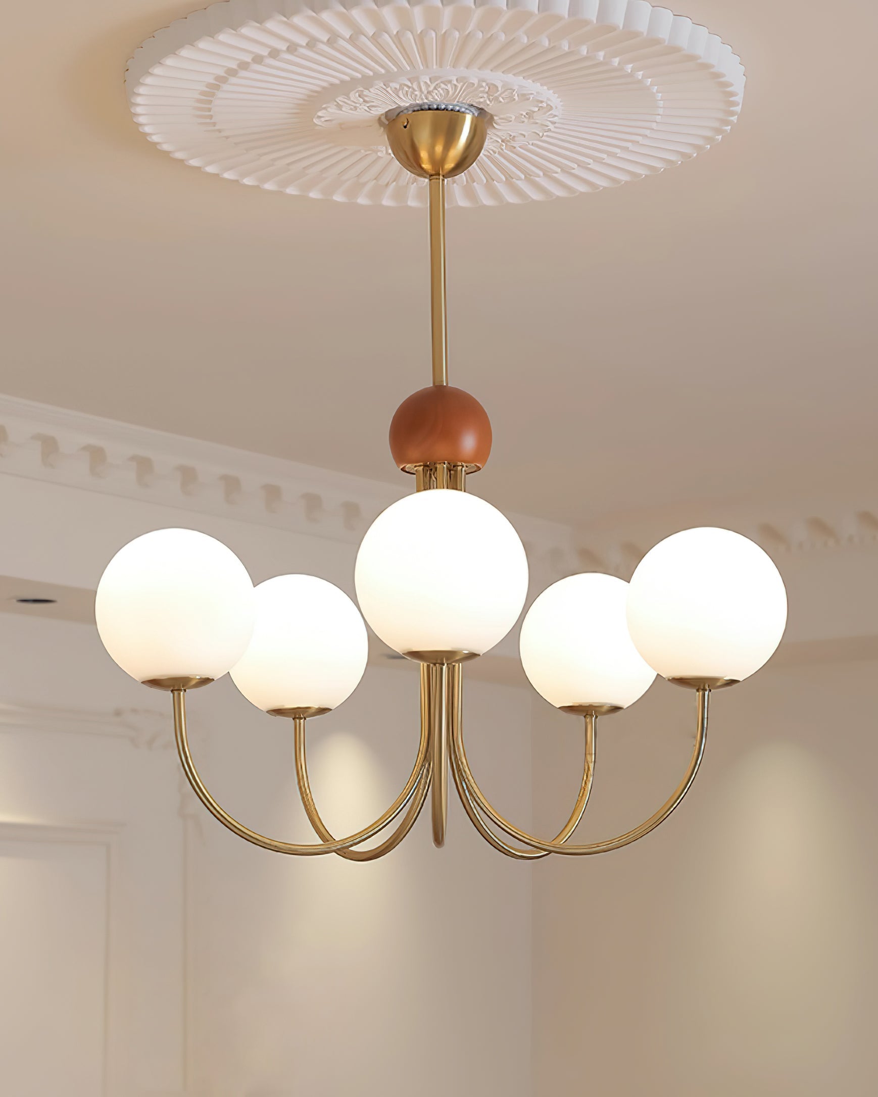 Candil Modern Brass and Globe Glass Chandelier - Letslighting