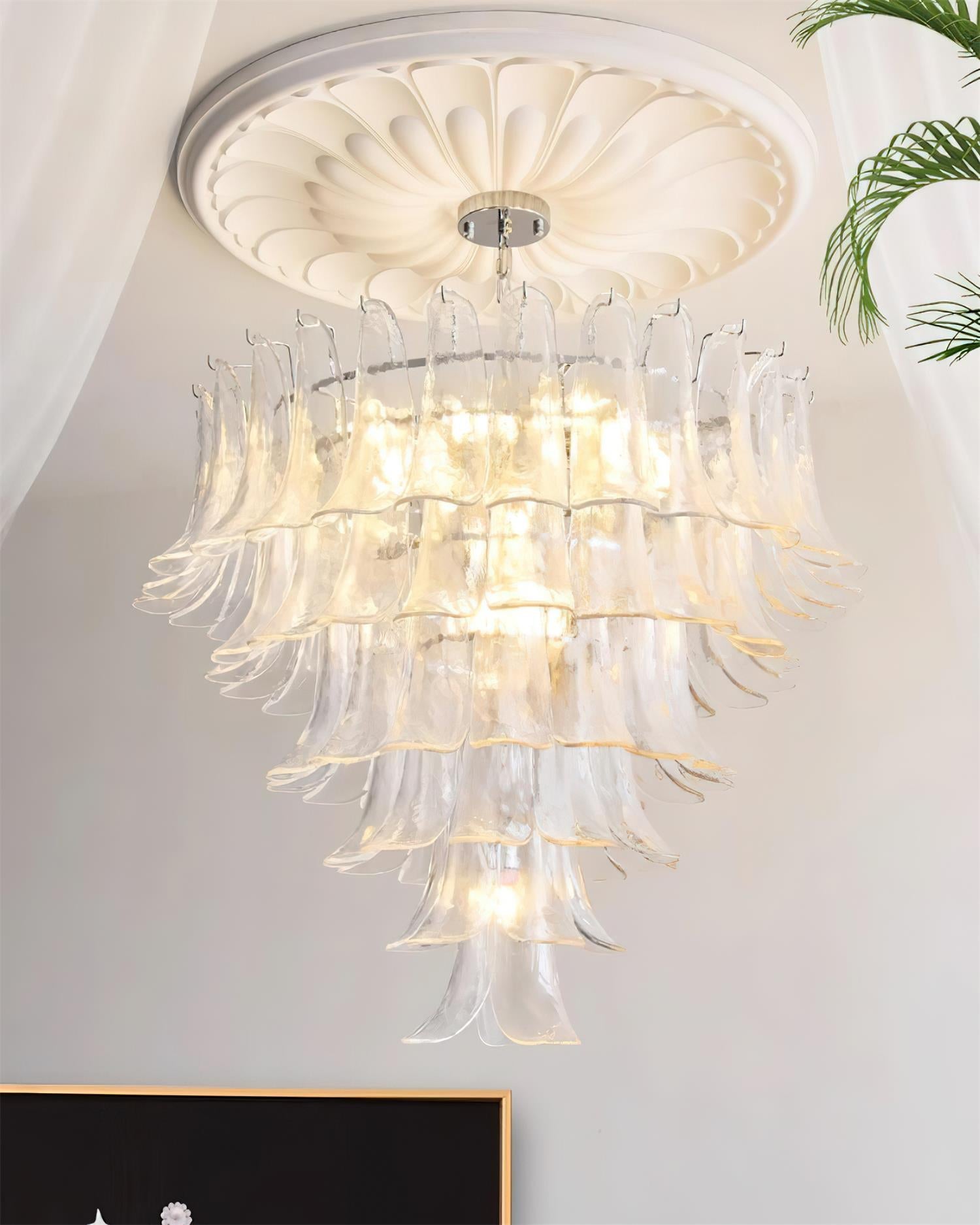Valier Chandelier Layered Glass Petals - Letslighting