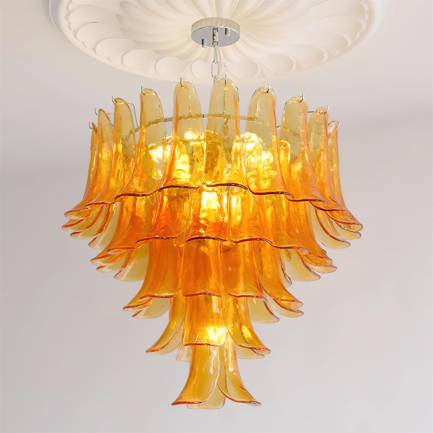 Valier Chandelier Layered Glass Petals - Letslighting
