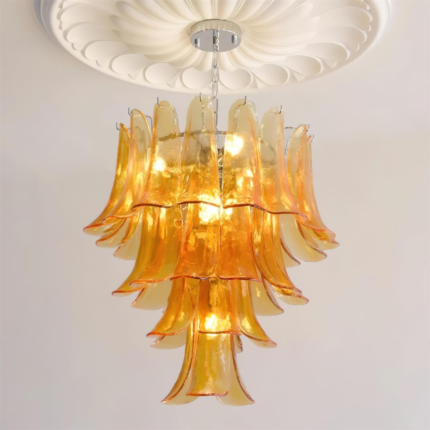 Valier Chandelier Layered Glass Petals - Letslighting