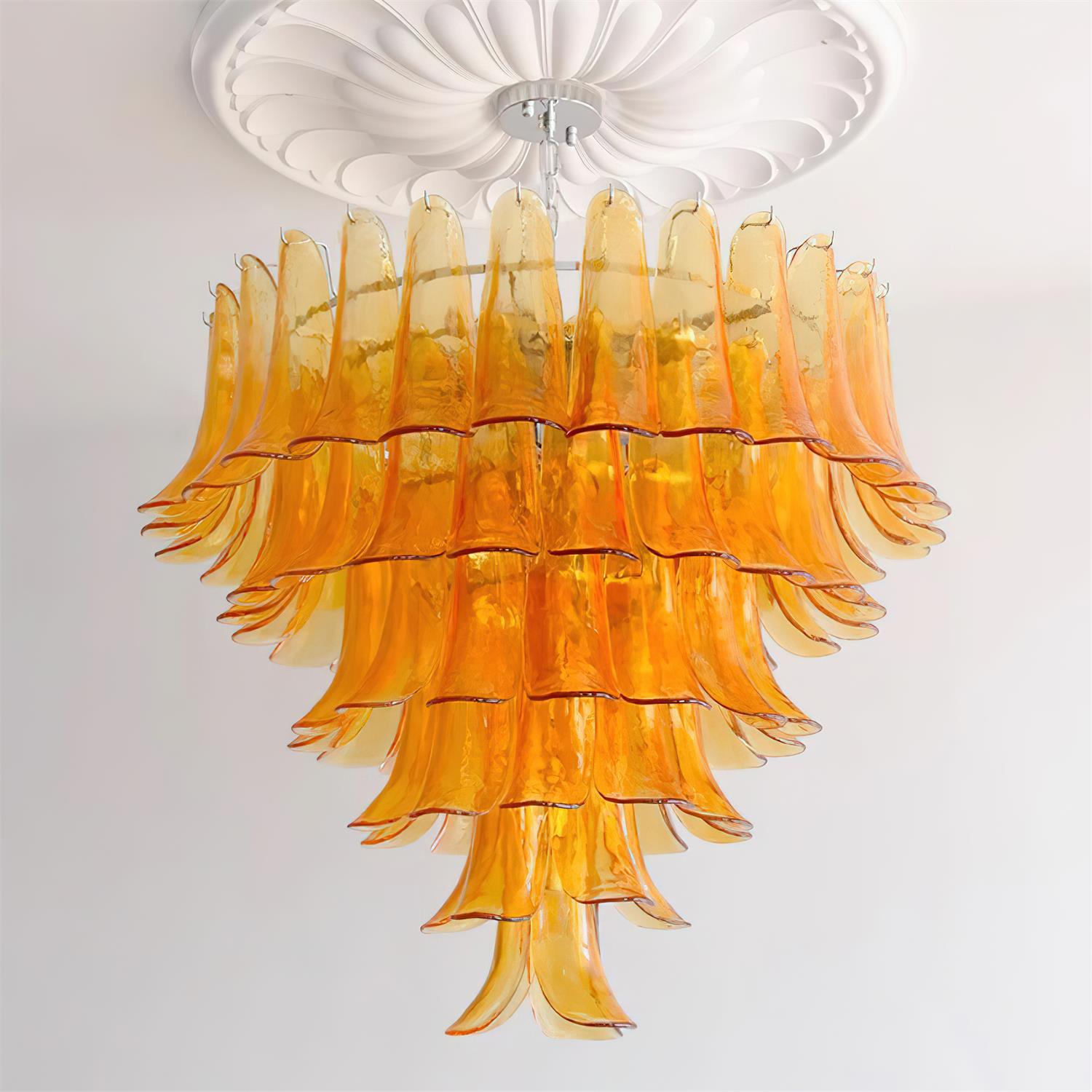 Valier Chandelier Layered Glass Petals - Letslighting