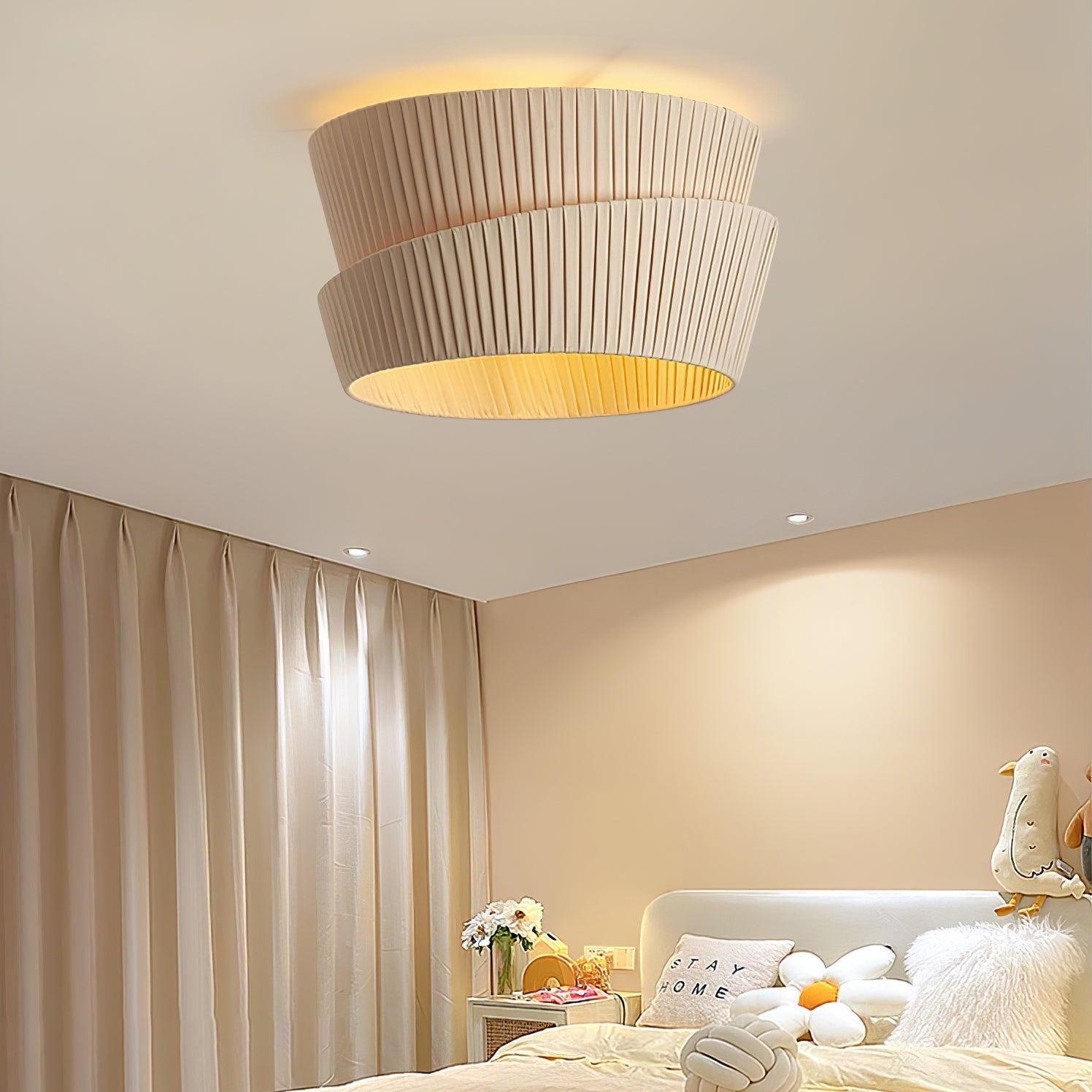 Zethayra Natural Unique Twist Fabric Ceiling Lamp - Letslighting