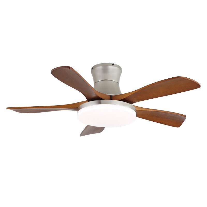 Elara Modern Brass Wood Ceiling Fan Light - Letslighting