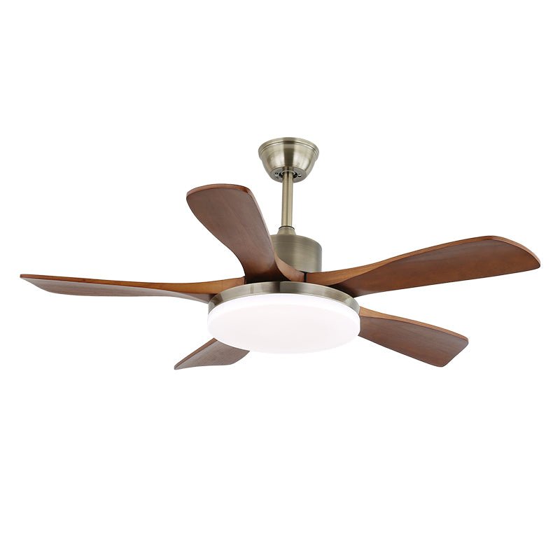 Elara Modern Brass Wood Ceiling Fan Light - Letslighting