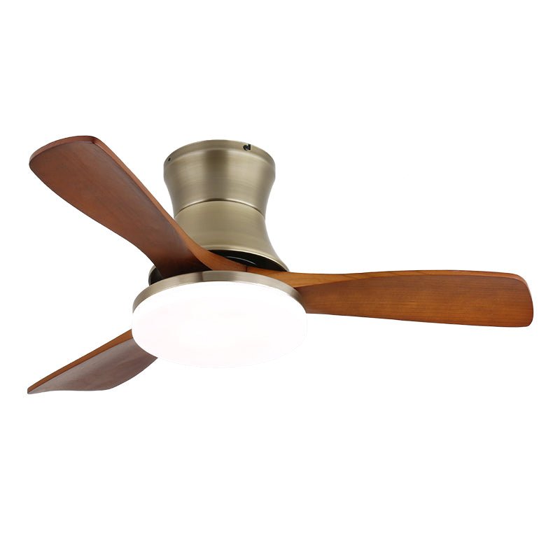Elara Modern Brass Wood Ceiling Fan Light - Letslighting