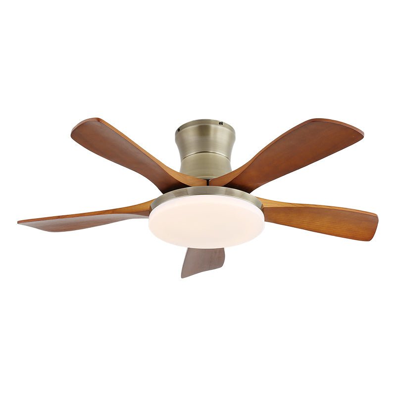 Elara Modern Brass Wood Ceiling Fan Light - Letslighting