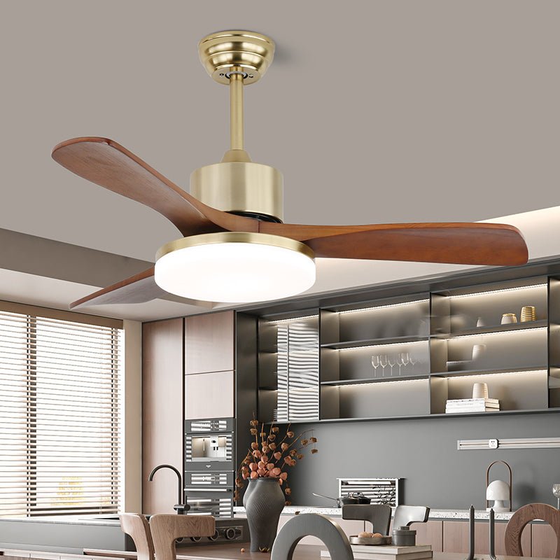 Elara Modern Brass Wood Ceiling Fan Light - Letslighting