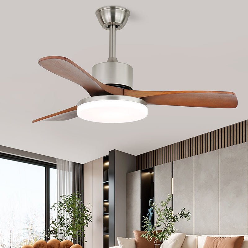 Elara Modern Brass Wood Ceiling Fan Light - Letslighting