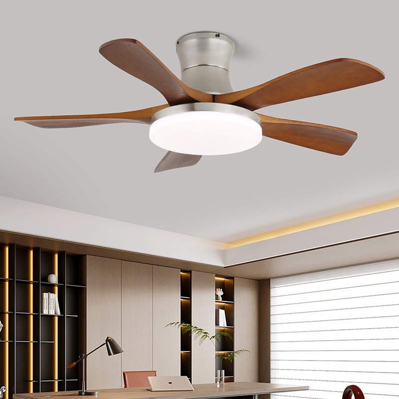 Elara Modern Brass Wood Ceiling Fan Light - Letslighting