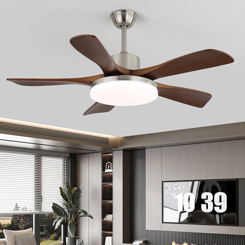 Elara Modern Brass Wood Ceiling Fan Light - Letslighting