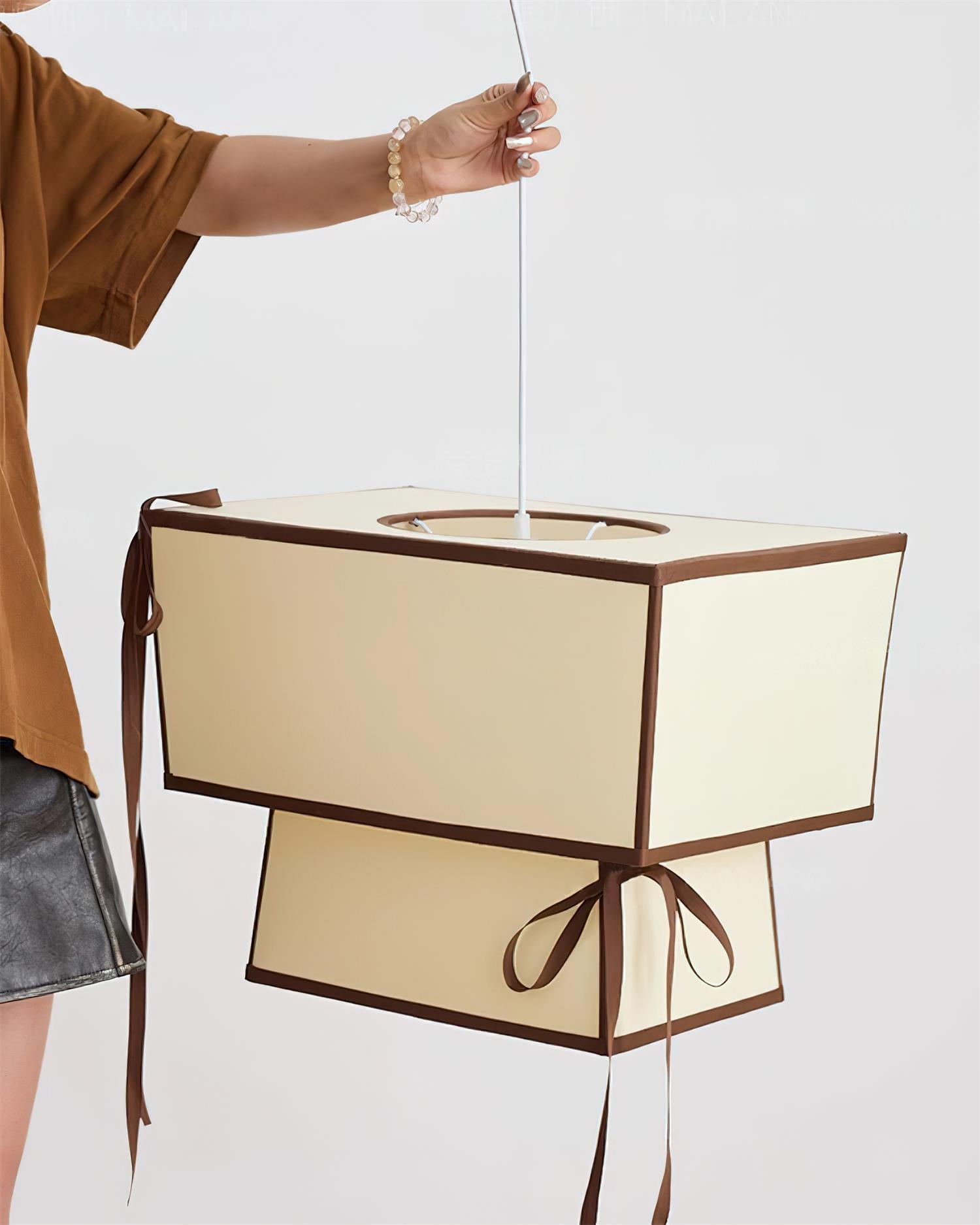 Velina Pendant Lamp Layered Rectangular Shades & Ribbon - Letslighting