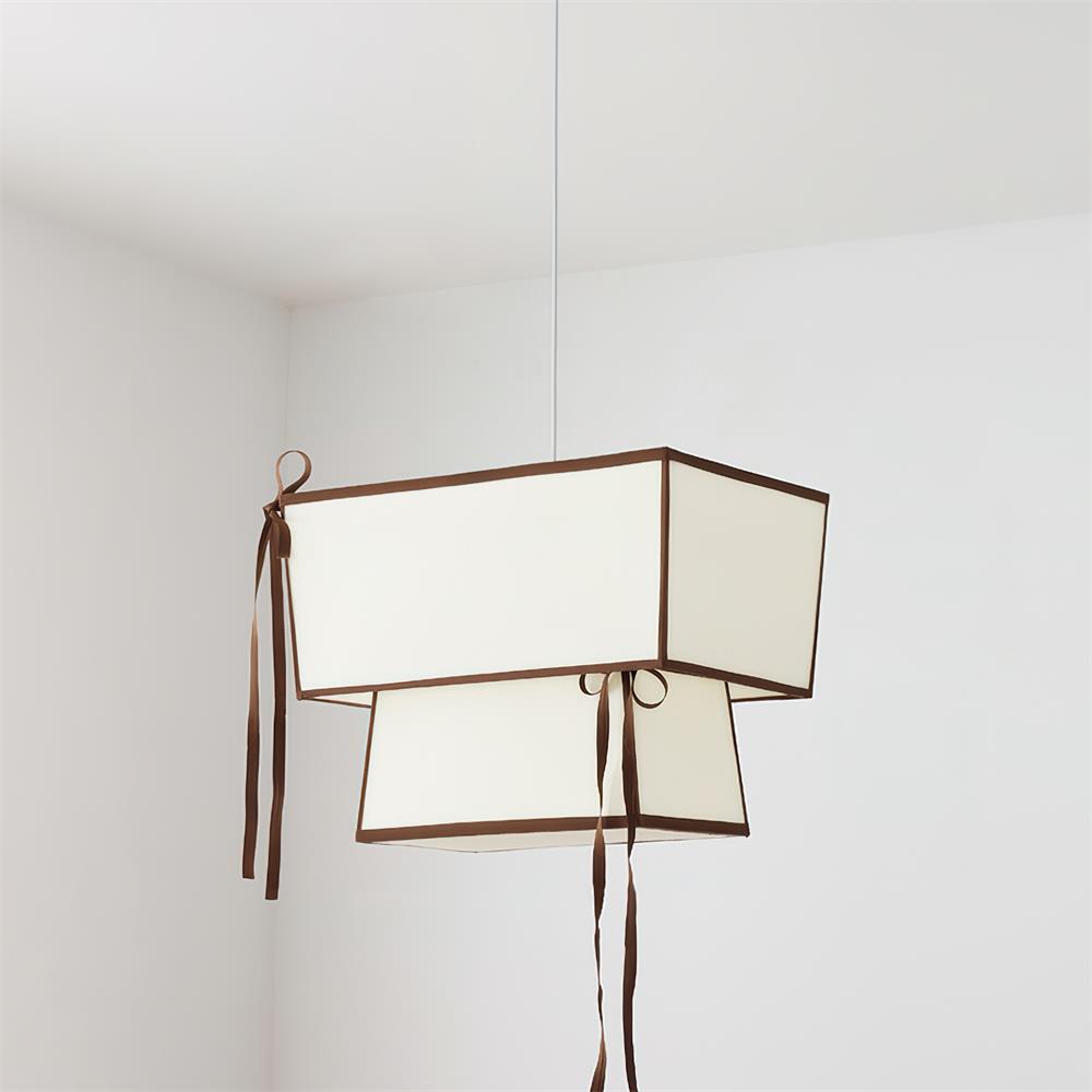 Velina Pendant Lamp Layered Rectangular Shades & Ribbon - Letslighting